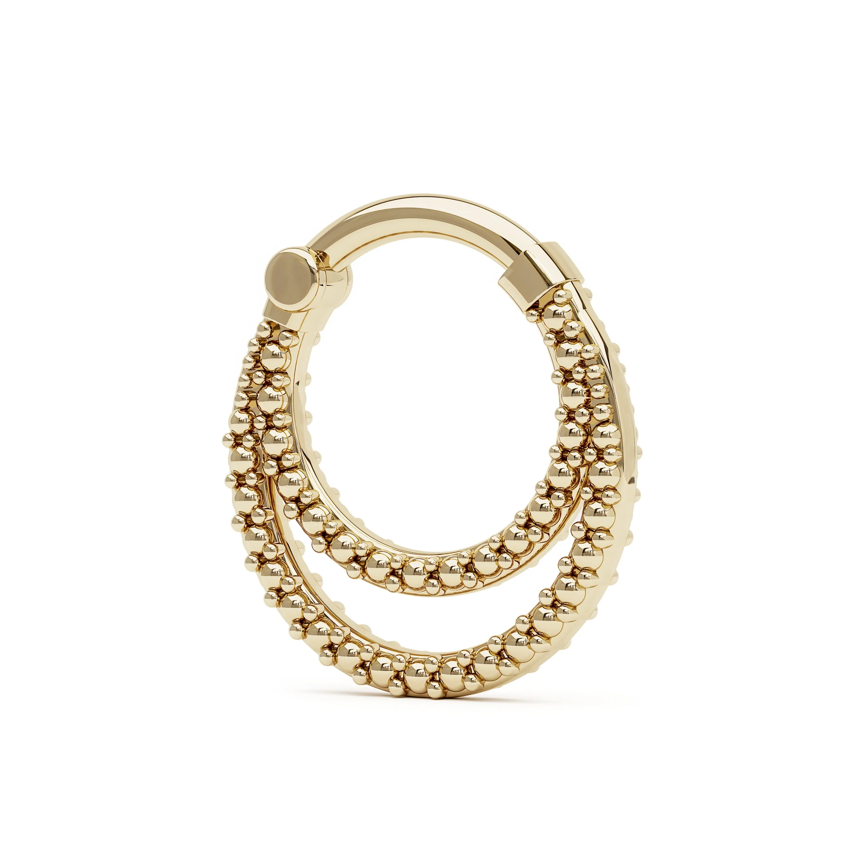 14K Gold Dots Double Line Daith Ring