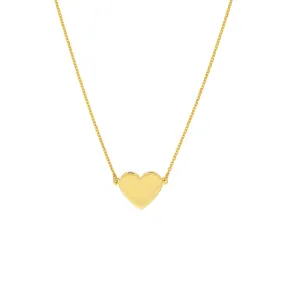 14K Gold Flat Heart Pendant Necklace