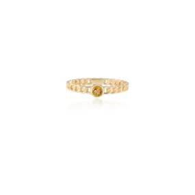 14K Gold Round Citrine Chain Ring