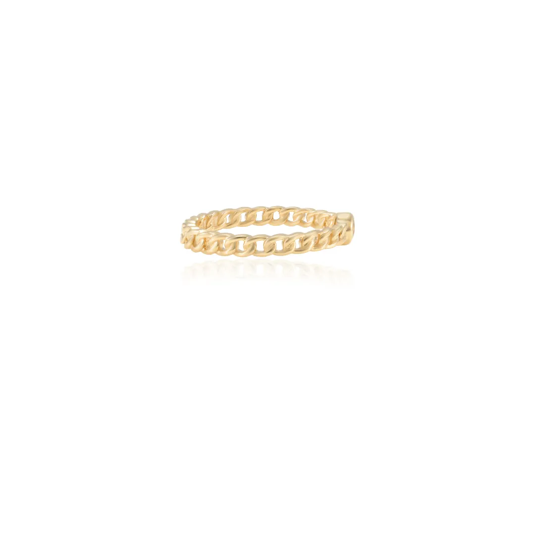 14K Gold Round Citrine Chain Ring