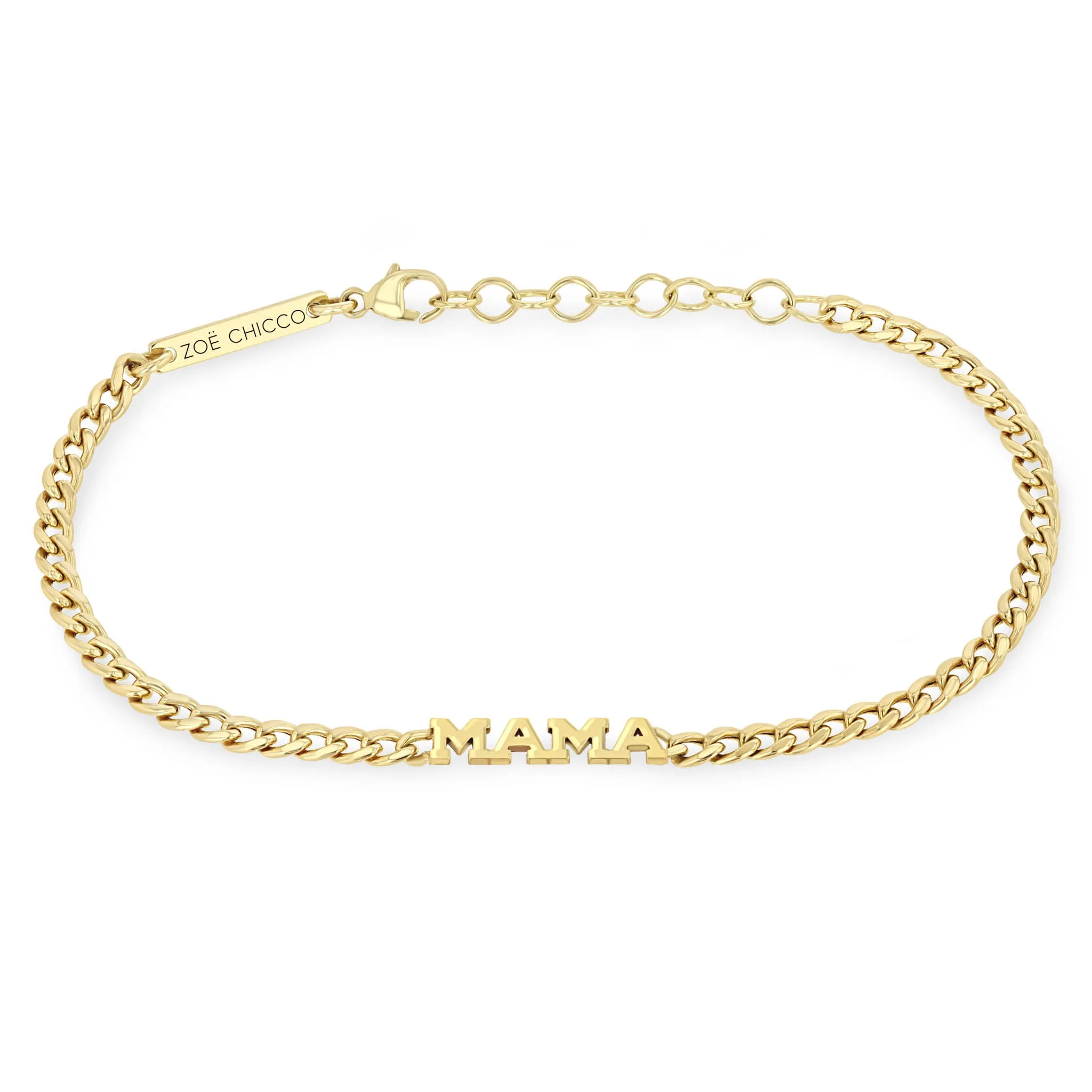 14k Itty Bitty Pavé Diamond MAMA Small Curb Chain Bracelet