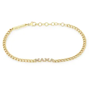 14k Itty Bitty Pavé Diamond MAMA Small Curb Chain Bracelet