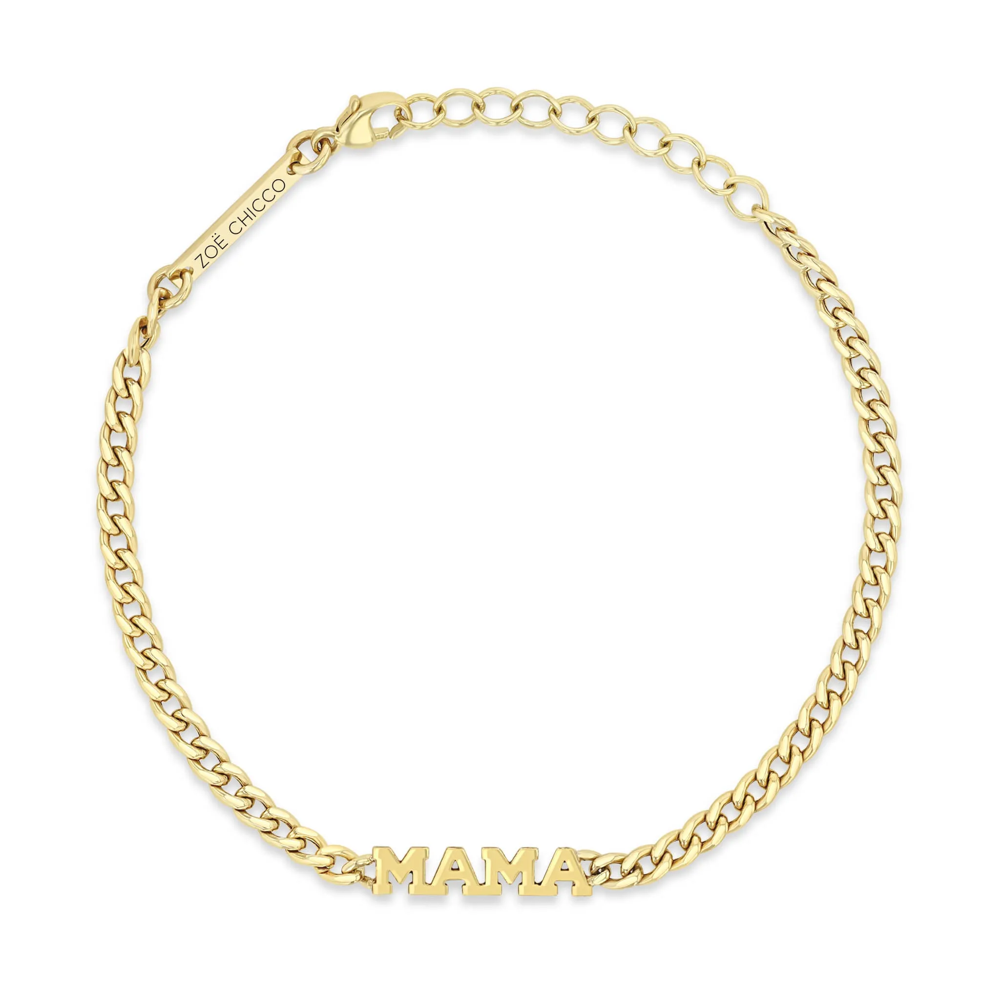 14k Itty Bitty Pavé Diamond MAMA Small Curb Chain Bracelet