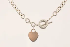 16" Tiffany & Co. Vintage 925 Silver Toggle Heart Necklace (74.03g.)