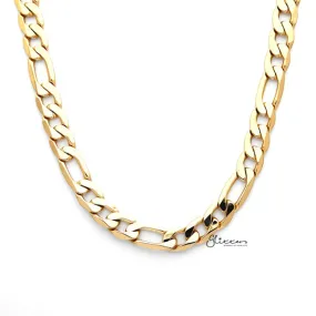 18K Gold I.P Stainless Steel Figaro Chain Men's Necklaces - 9mm width | 61cm length