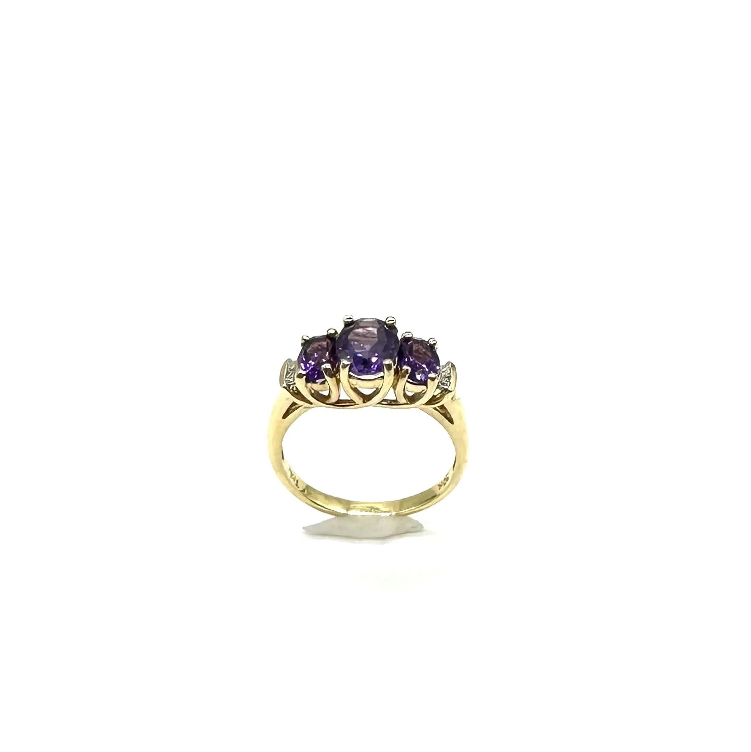 3 Stone Oval Amethyst Ring