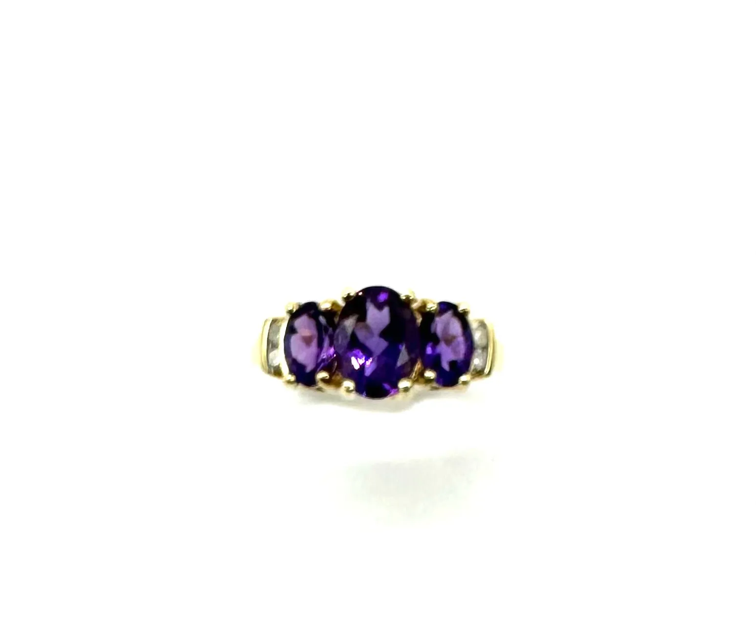 3 Stone Oval Amethyst Ring