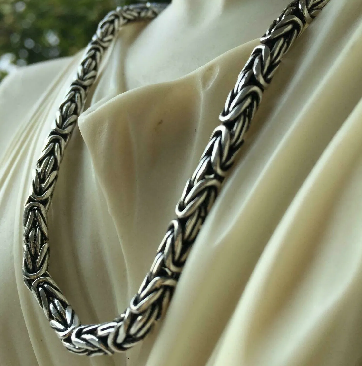 5mm Men's Round Byzantine Necklace Chain 925 Sterling Silver 22 Inch 66GR