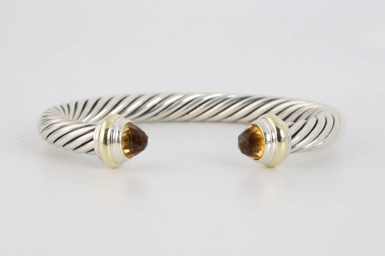 6" David Yurman 925 Silver & 14k Yellow Gold Citrine Cable Bracelet (42.21g.)