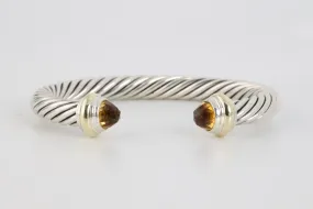 6" David Yurman 925 Silver & 14k Yellow Gold Citrine Cable Bracelet (42.21g.)