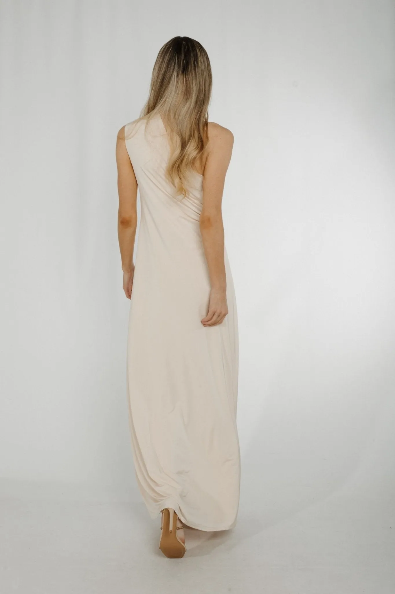 Alana One Shoulder Ruched Dress In Cream