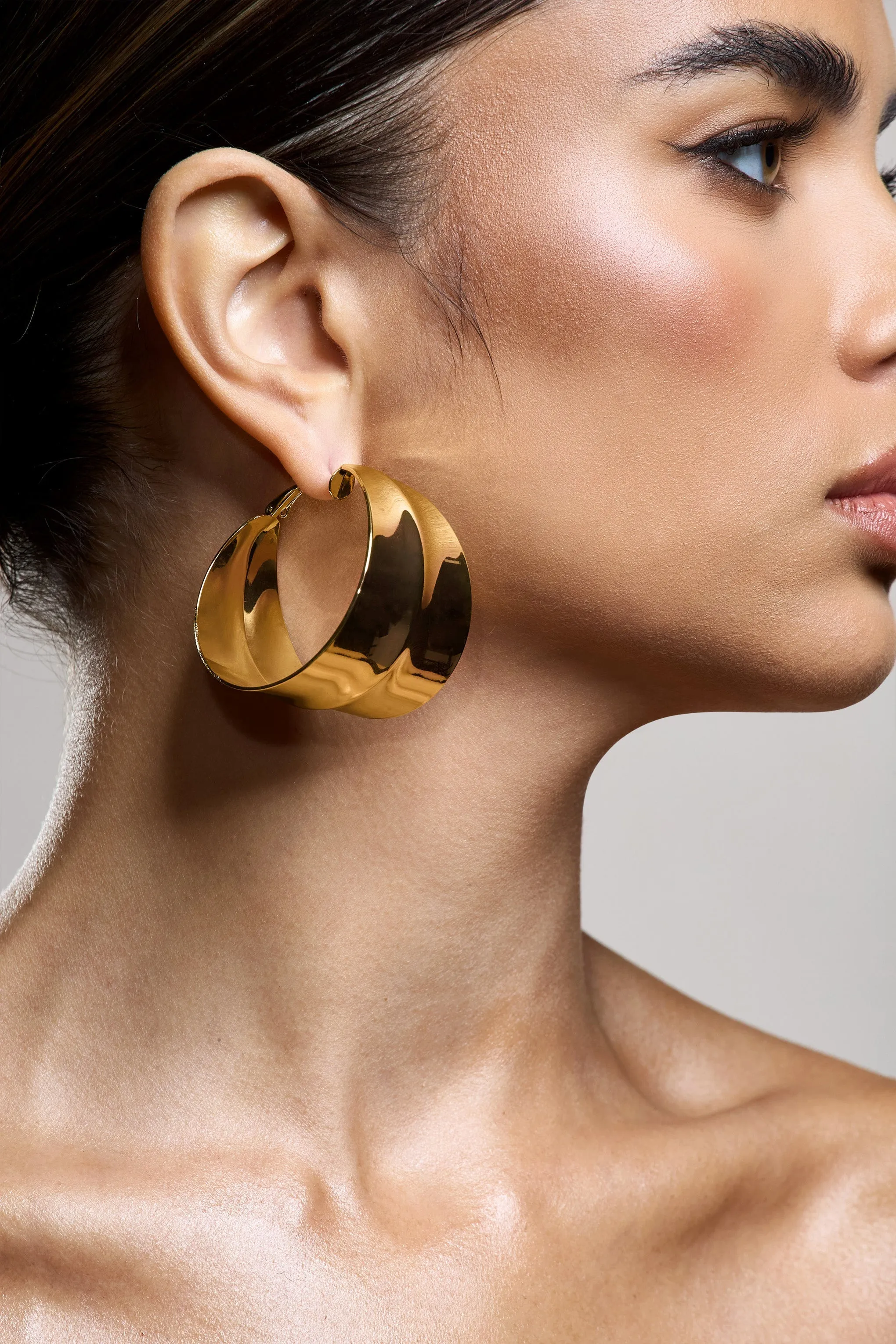 Amberly | Gold Chunky Statement Hoop Earrings