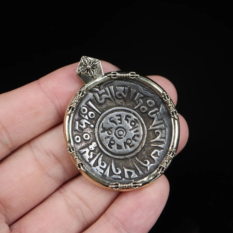 Antique Tibetan Mantra Pendant Necklace