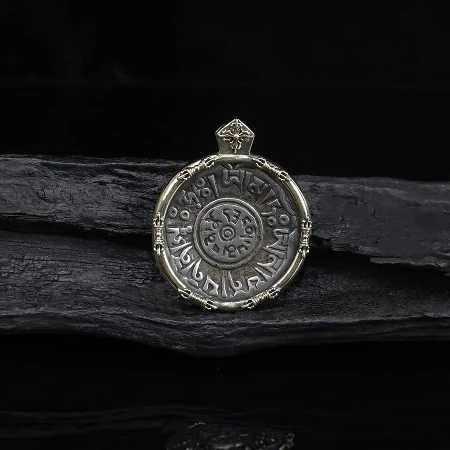 Antique Tibetan Mantra Pendant Necklace