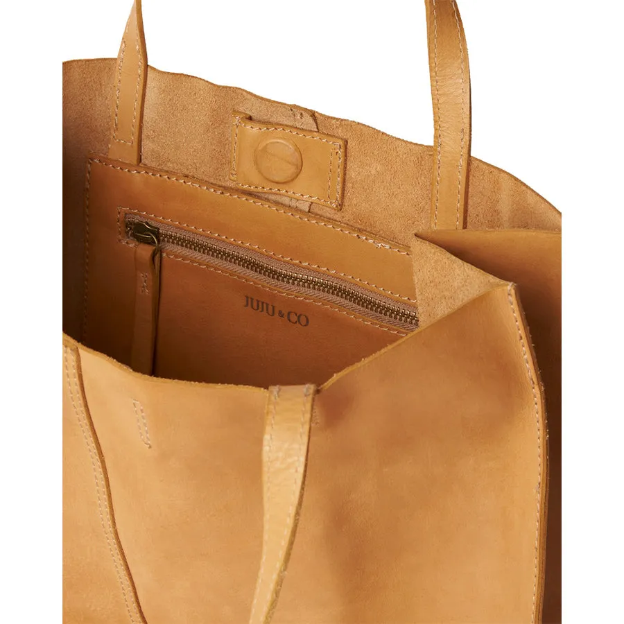 BABY UNLINED TOTE - TAN LEATHER