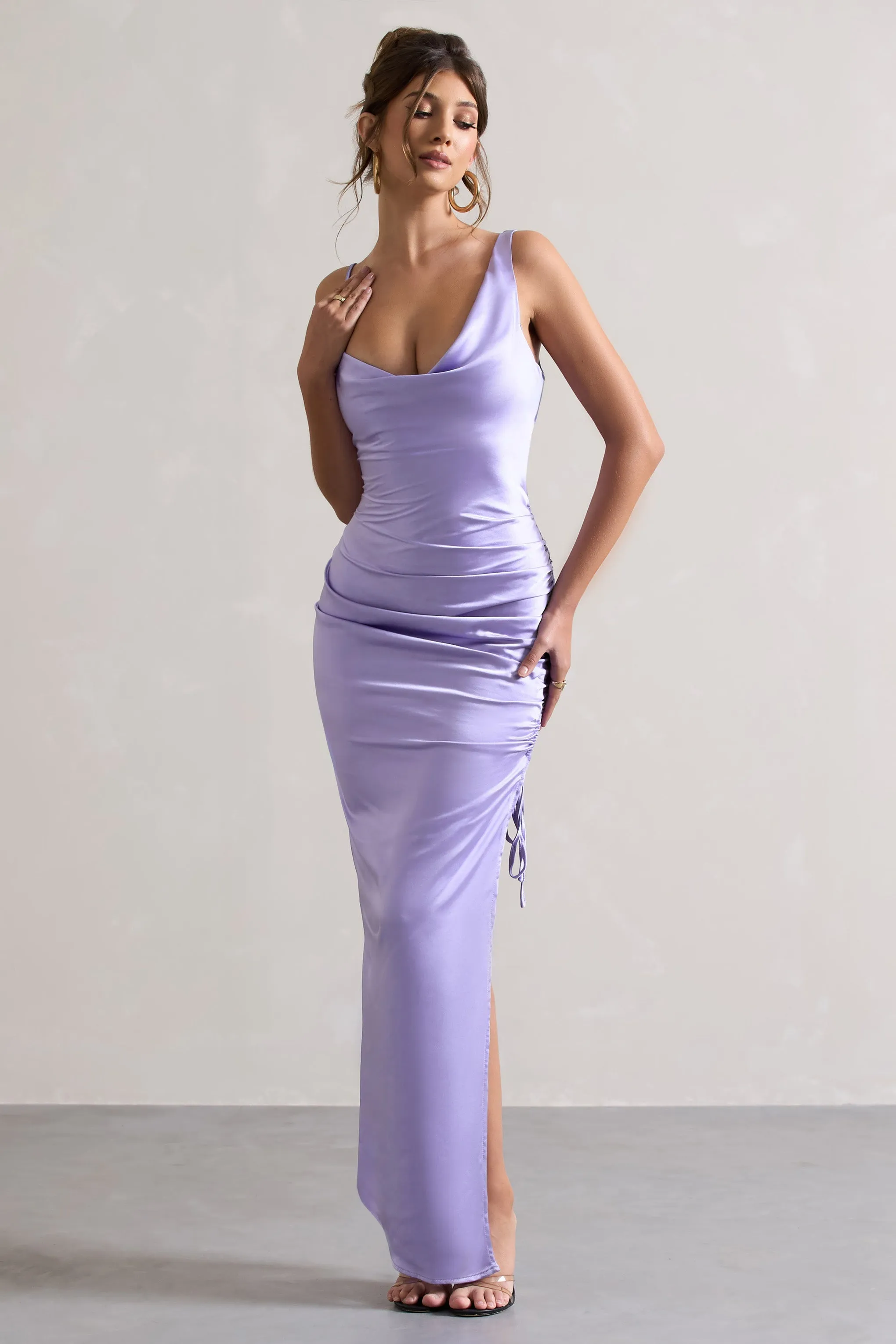 Belonging | Lilac Ruched Cowl Maxi Dress