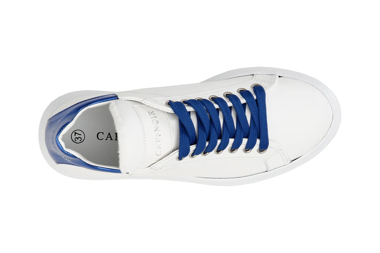 CafèNoir sneakers con lacci blu in pelle liscia