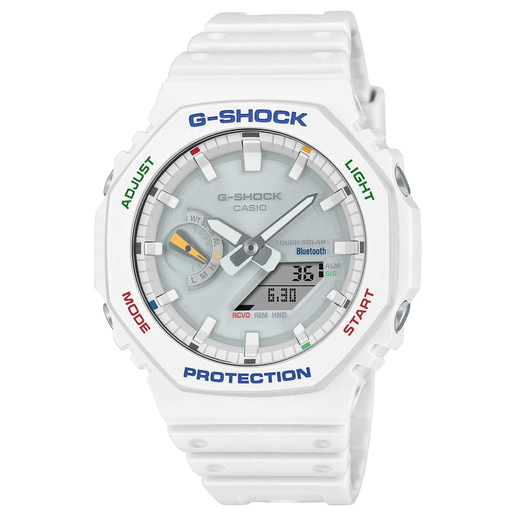 Casio G-Shock White Multi-Color Solar Bluetooth 2100 CasiOak GAB2100FC-7A Watch