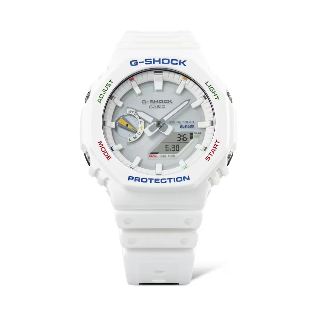 Casio G-Shock White Multi-Color Solar Bluetooth 2100 CasiOak GAB2100FC-7A Watch