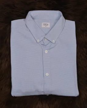 CELIO Texture  Shirt with Button-Down Collar Light Blue  Slim Fit