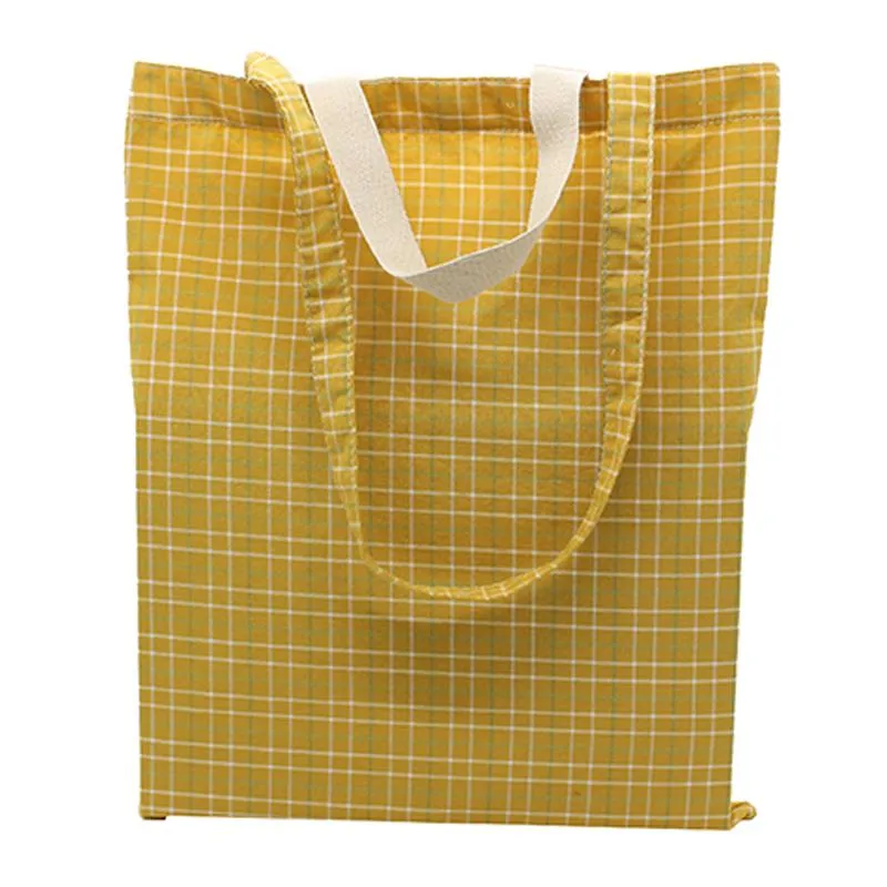 Checkered Cotton Tote Bag With Carrying Handles And Carrying Straps