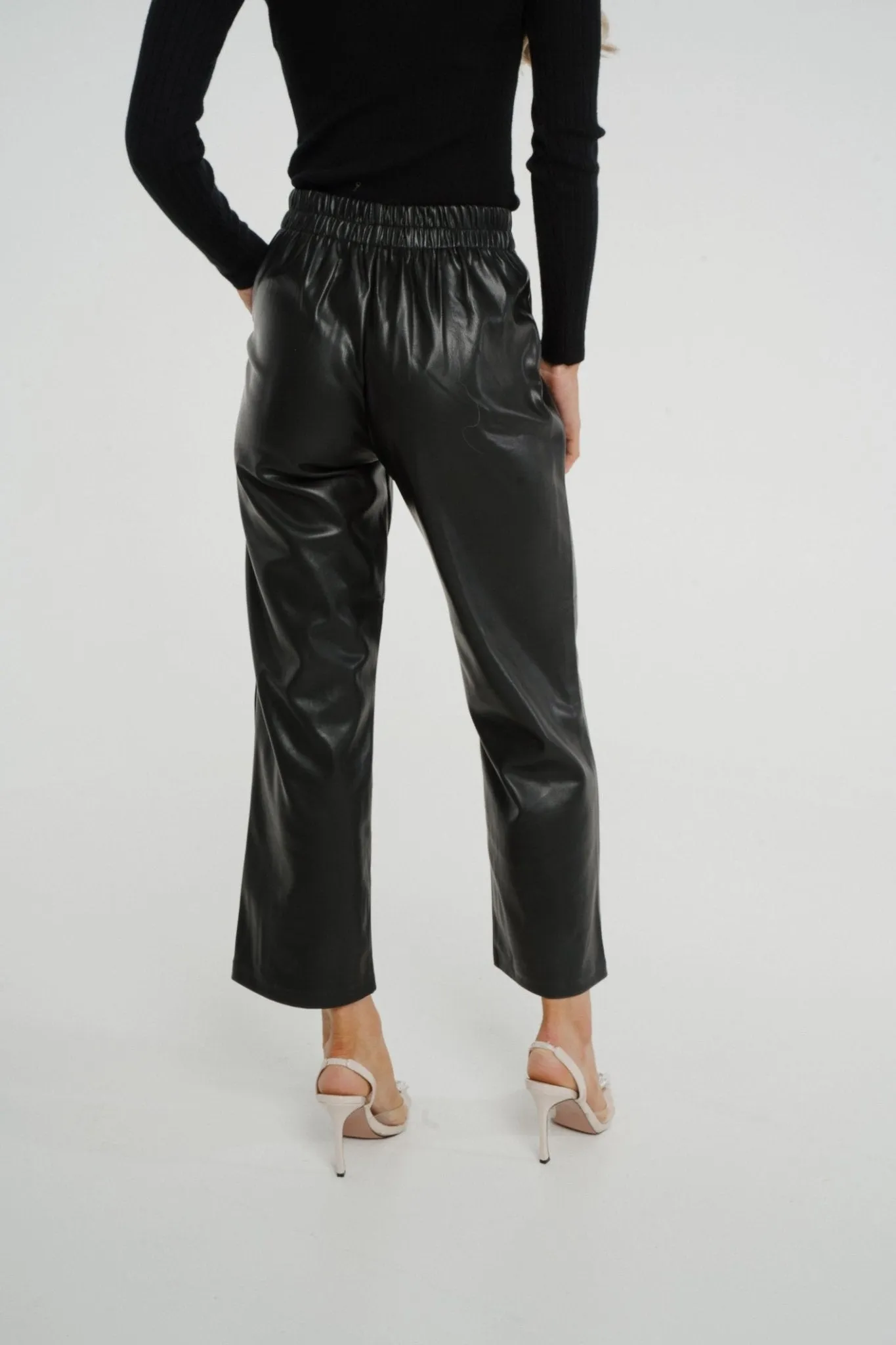 Cindy Faux Leather Straight Leg Trouser In Black