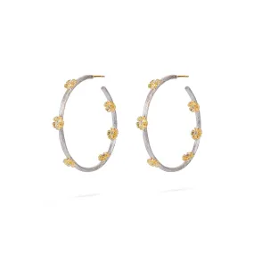 COMING AND GOING PRIMROSE BOUQUET LARGE HOOP EARRINGS