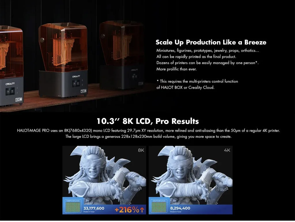 Creality Halot Mage / Halot Mage Pro Resin 3D Printer 10.3" Hyper Speed 170mm/h high 8K Resin Printing