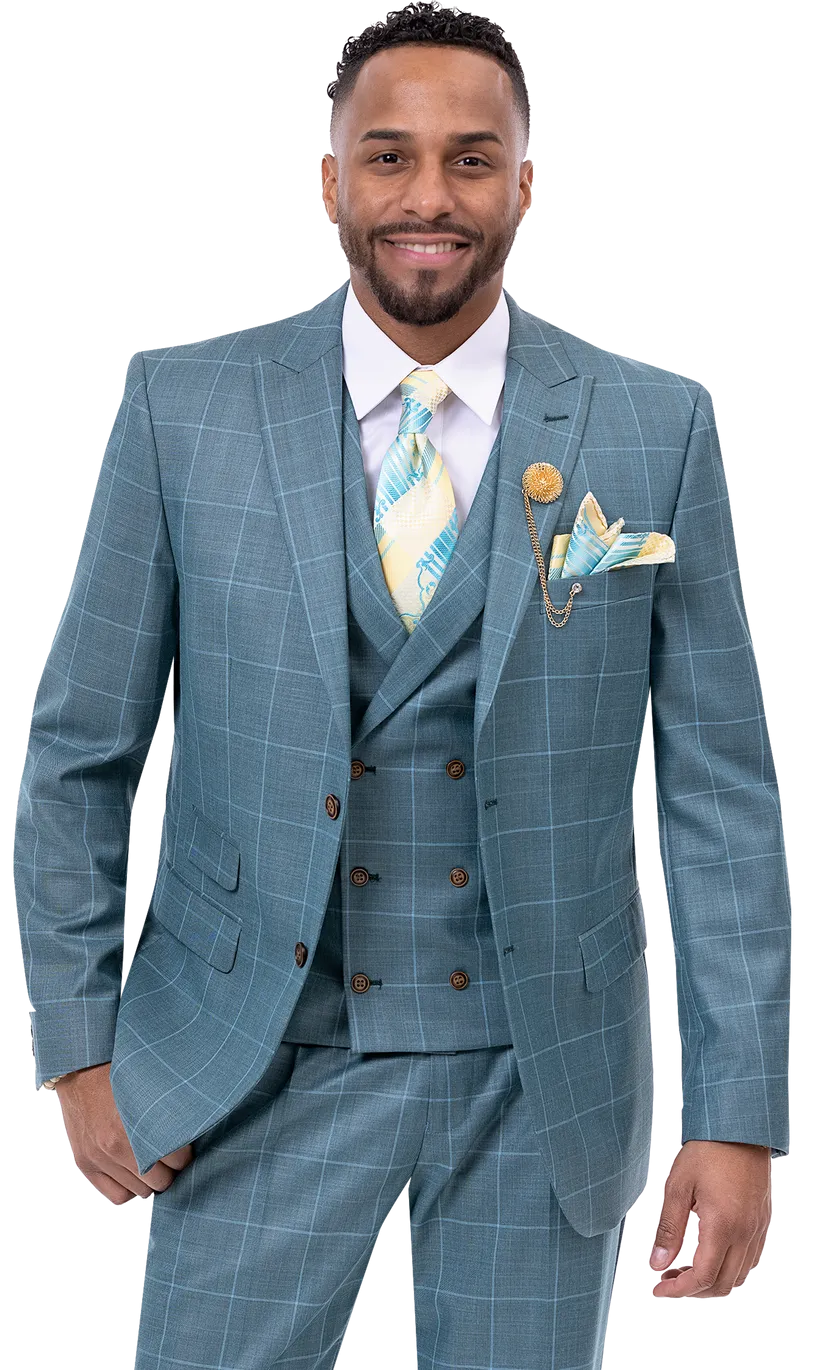 EJ Samuel Teal Suit M2767