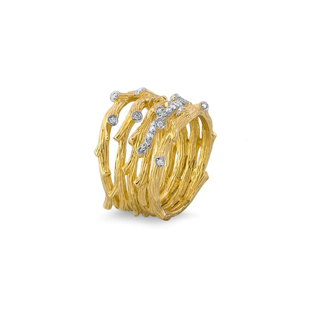 Enchanted Forest Multi Row Ring with Diamonds