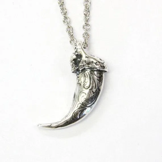 Engraved Sterling Silver Wolf Claw Necklace Wolf Claw Pendant Necklace