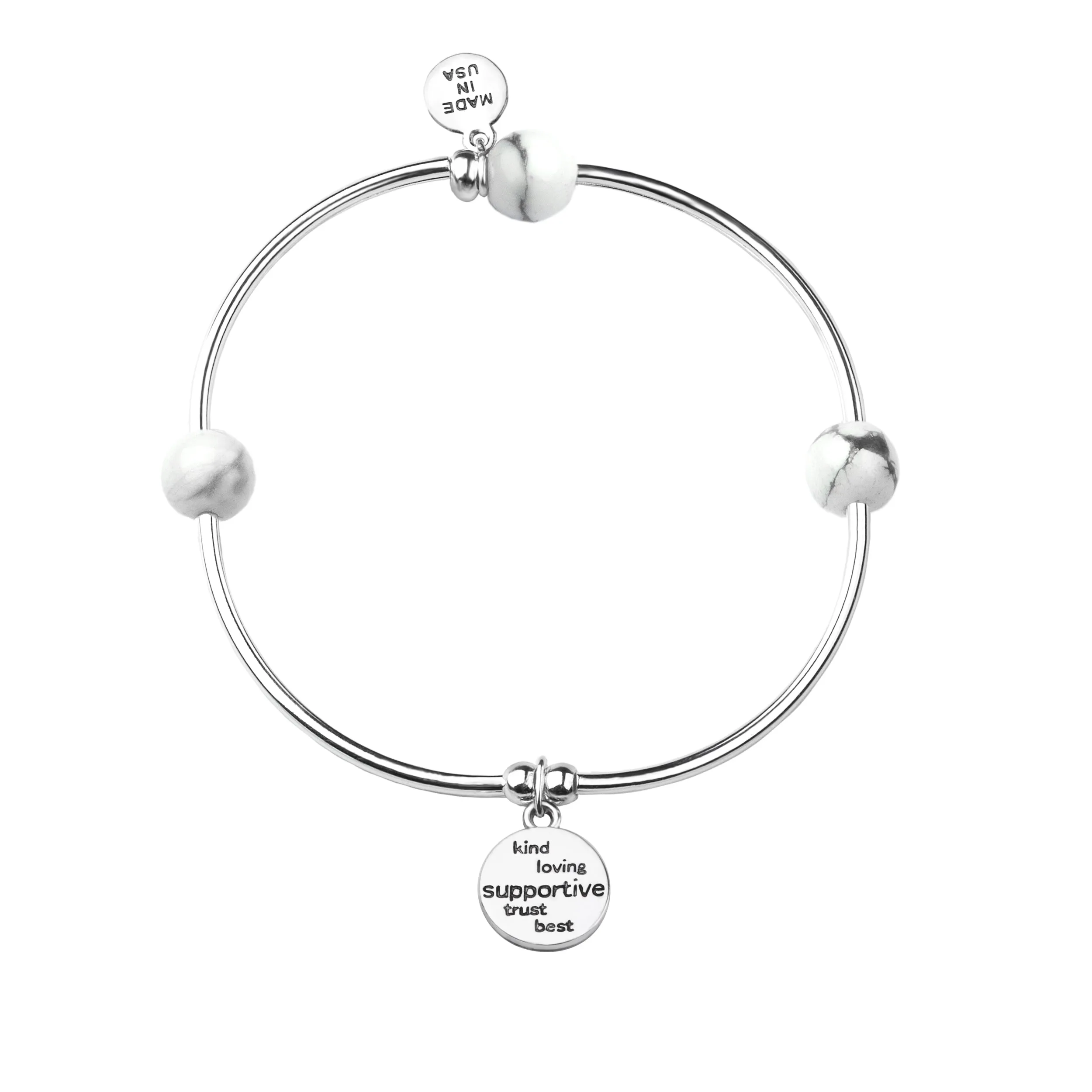 Friend | Soft Bangle Charm Bracelet | Hematite