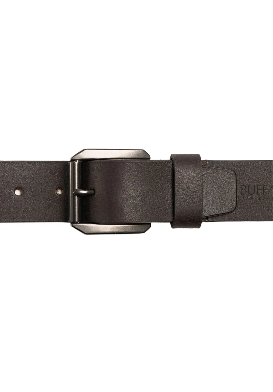 Full Grain Brown Buffalo Leather Belt with Blackened Finish - BB1004C13