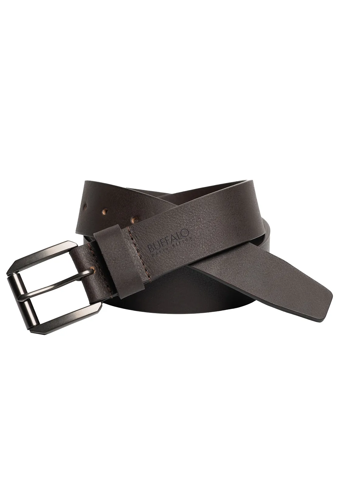 Full Grain Brown Buffalo Leather Belt with Blackened Finish - BB1004C13