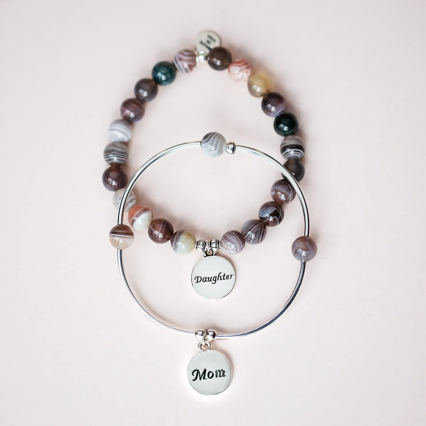 Godchild | Soft Bangle Charm Bracelet | Hematite