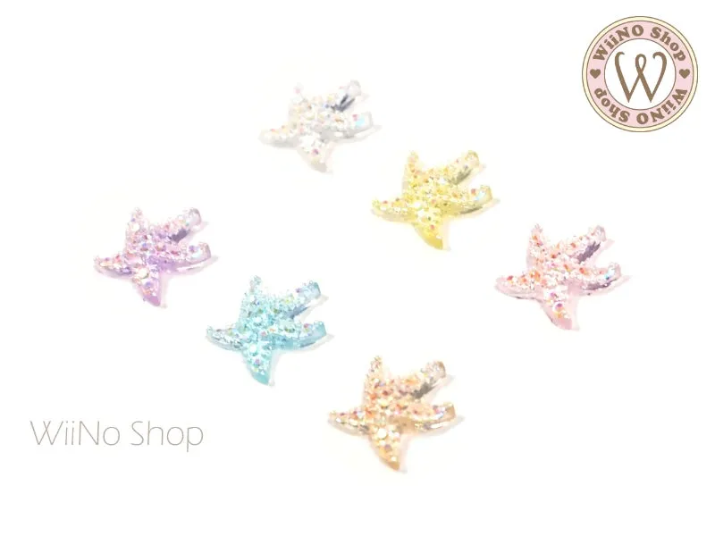 Iridescent Starfish Nail Art Cabochons - 5 pcs