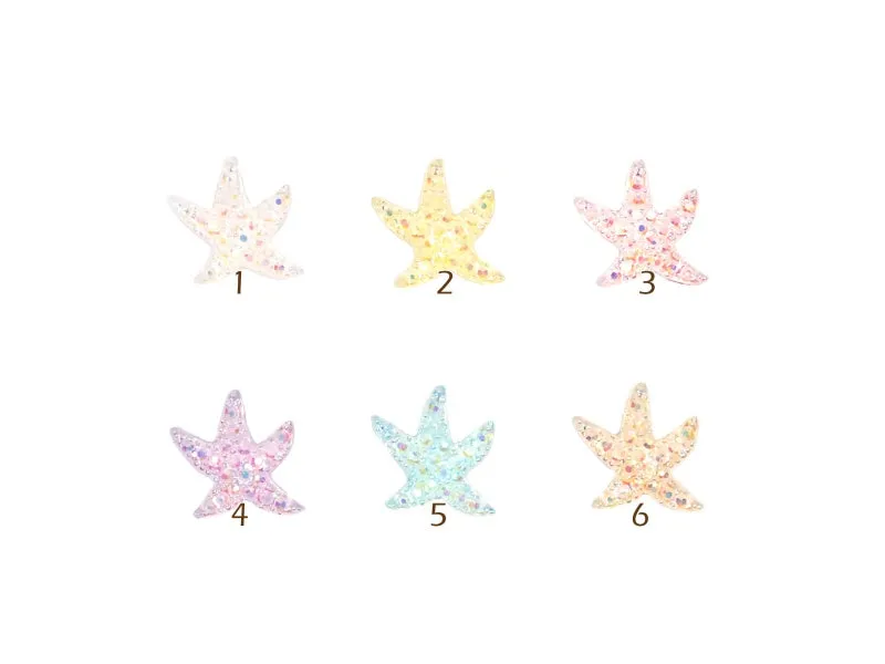 Iridescent Starfish Nail Art Cabochons - 5 pcs