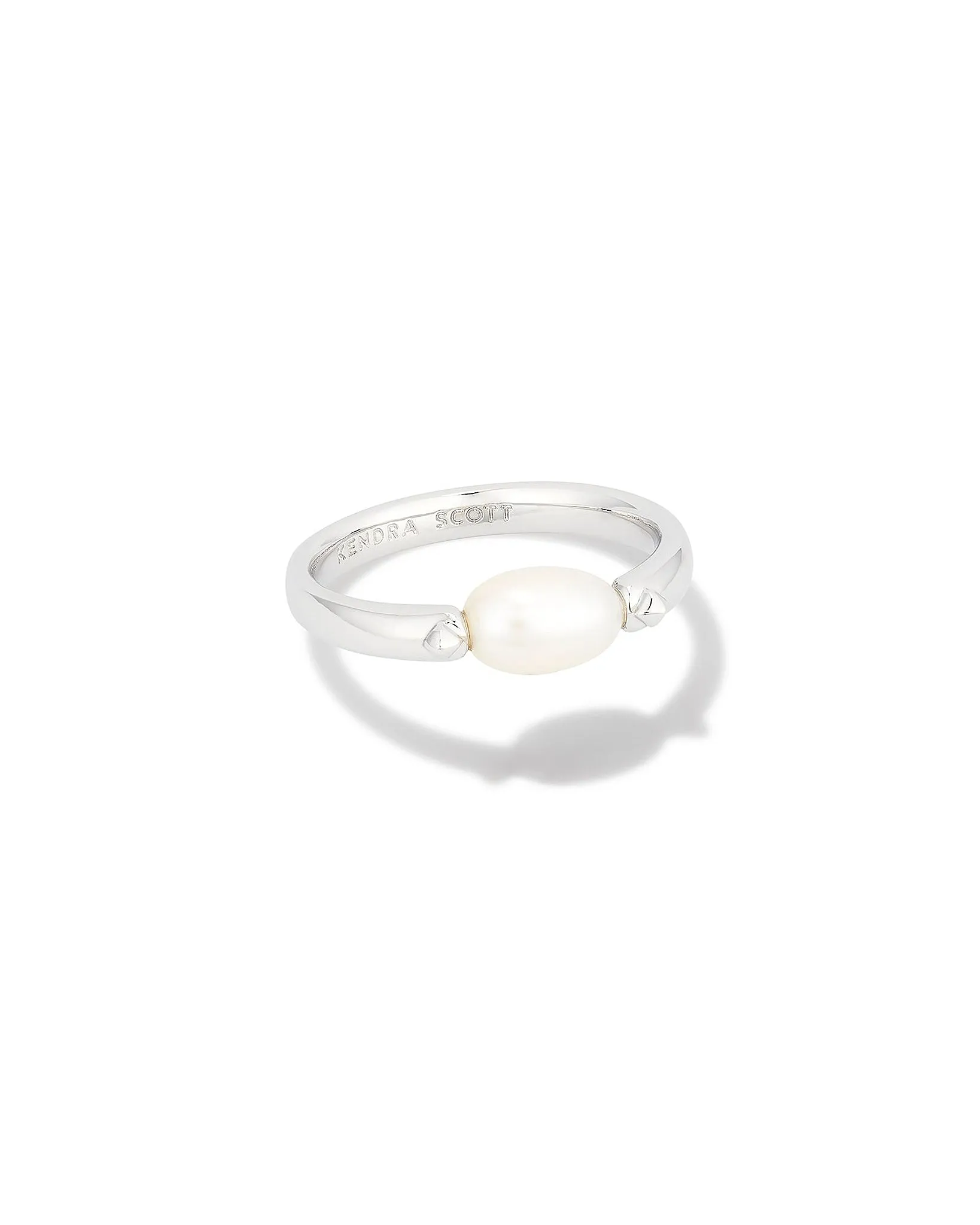 Kendra Scott Leighton Pearl Band Ring in White Pearl and Rhodium Plated