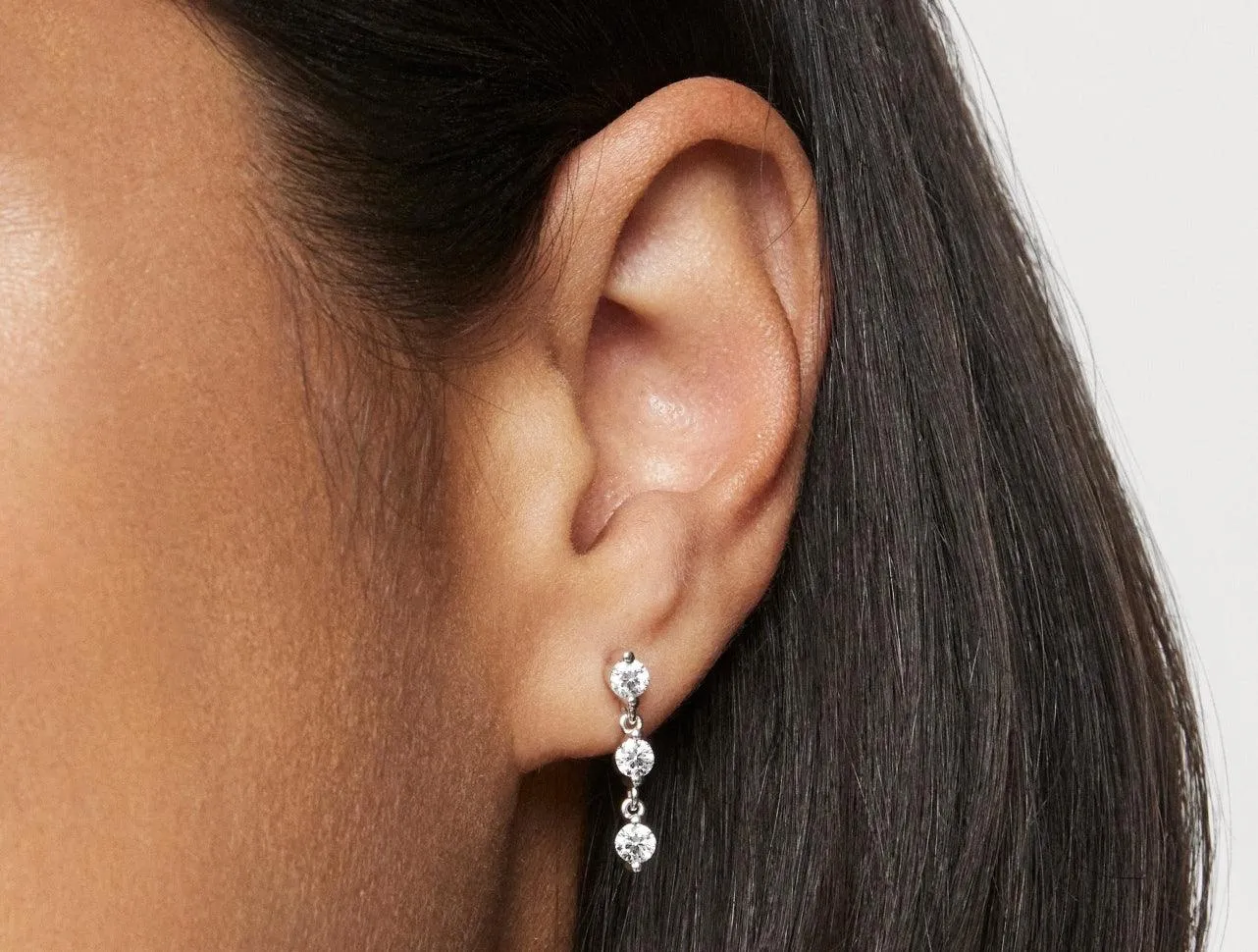 Lab-Grown Diamond ct. tw Round Brilliant Line Drop Earrings | White