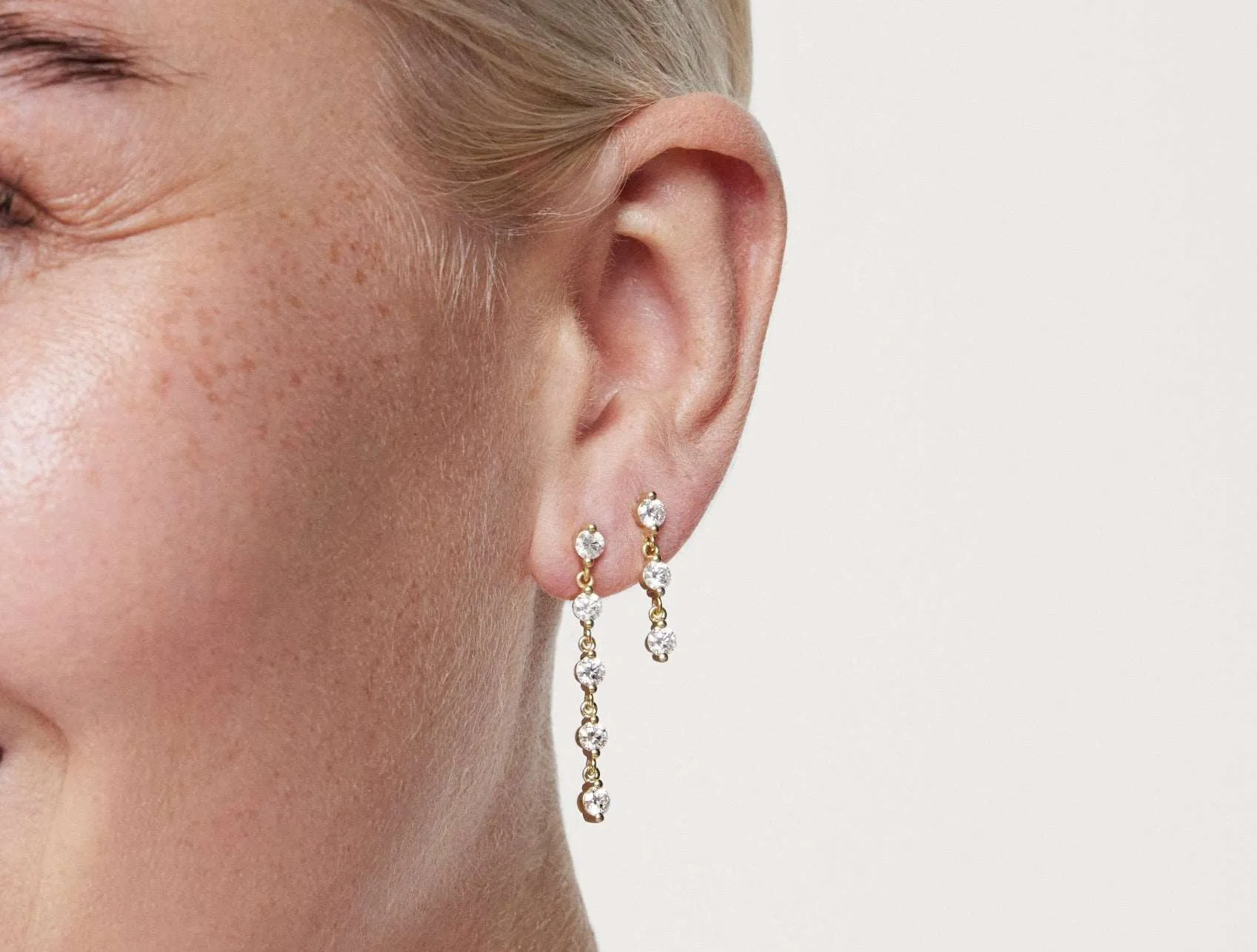 Lab-Grown Diamond ct. tw Round Brilliant Line Drop Earrings | White