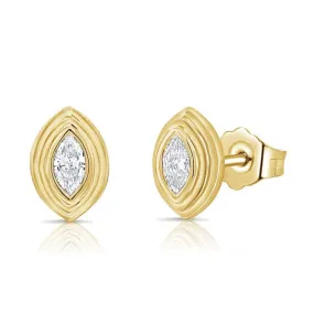 Marquise Fluted Diamond Studs