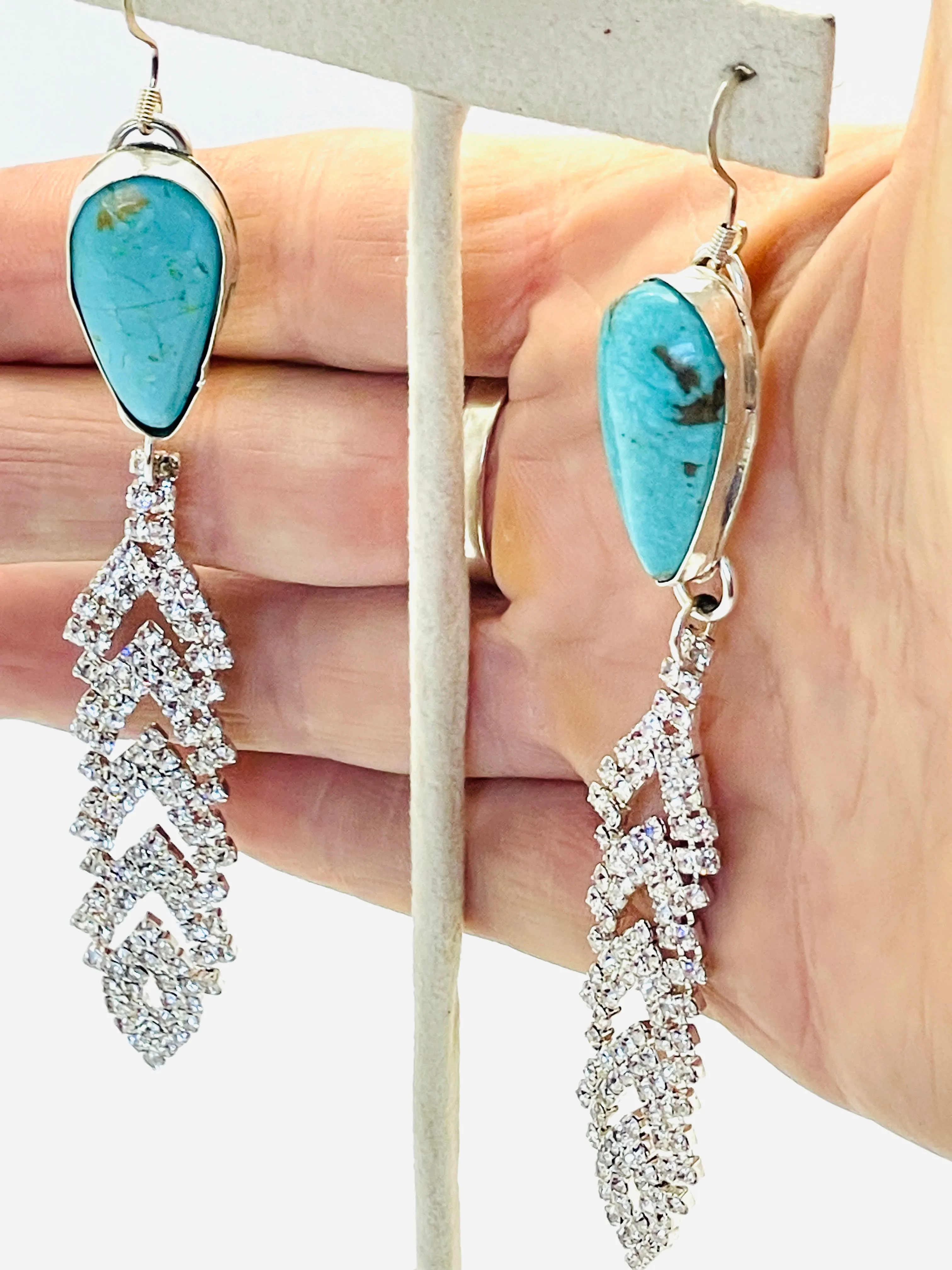 MARX TURQUOISE & RHINESTONE EARRINGS