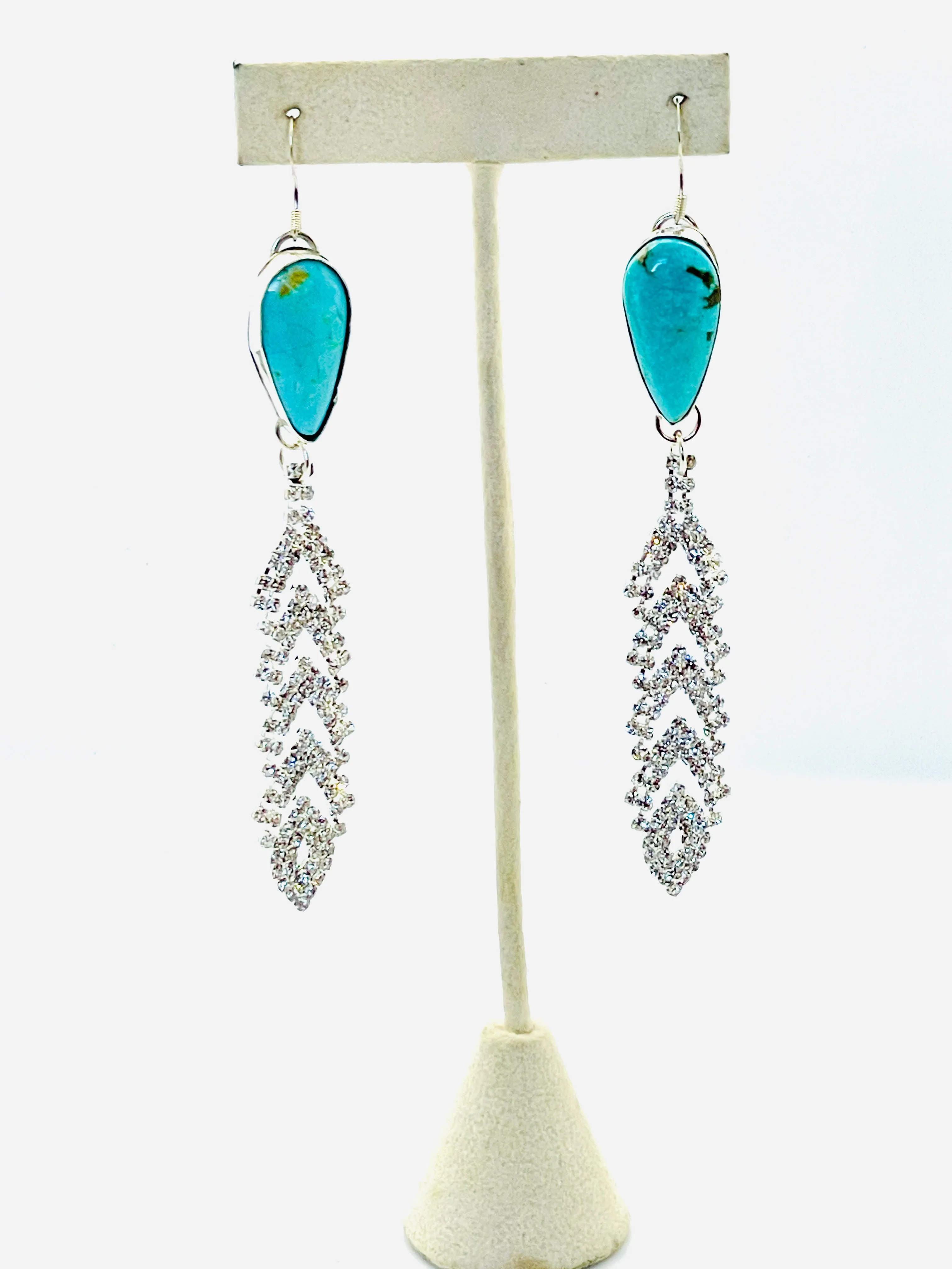 MARX TURQUOISE & RHINESTONE EARRINGS