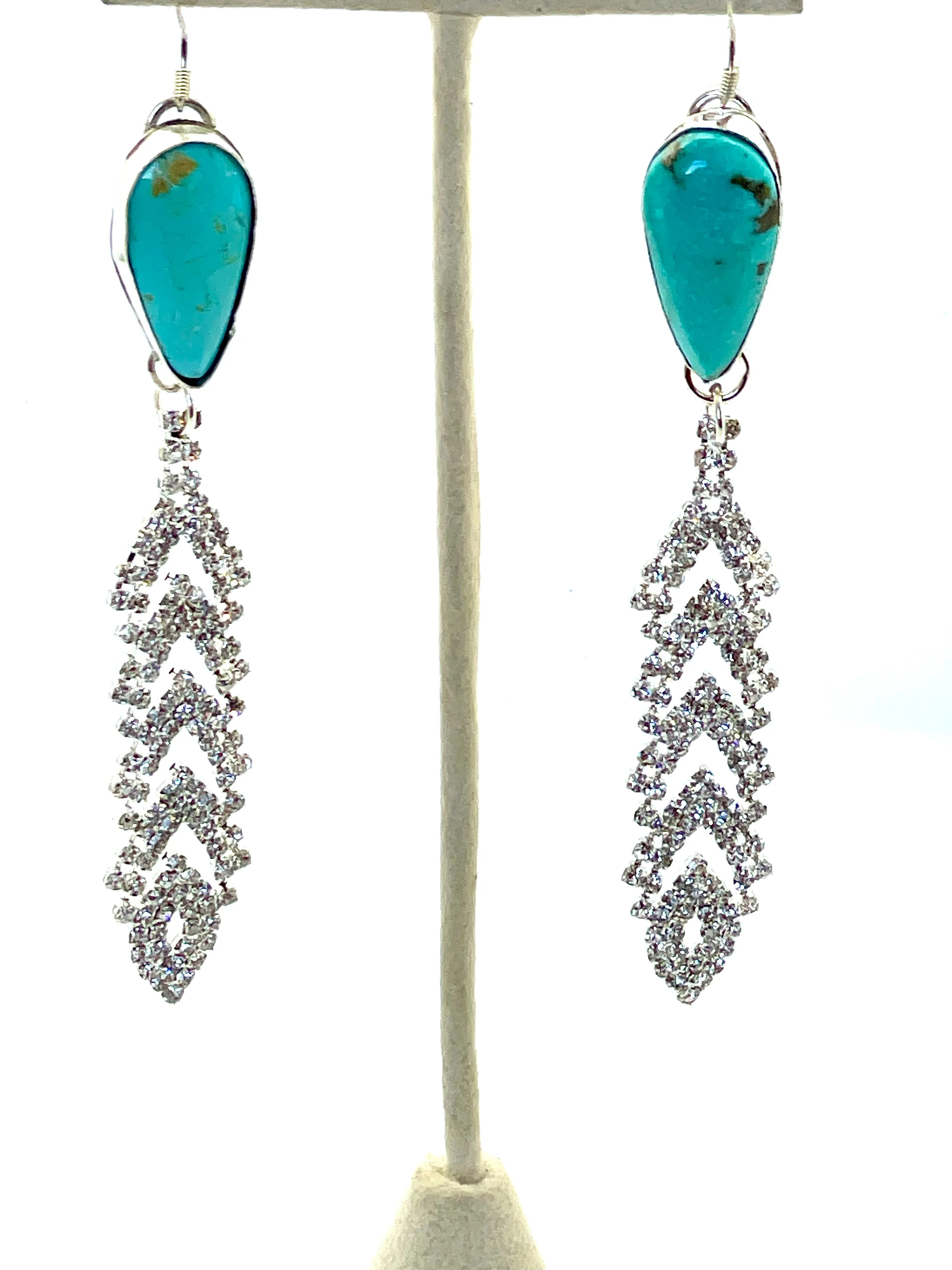 MARX TURQUOISE & RHINESTONE EARRINGS