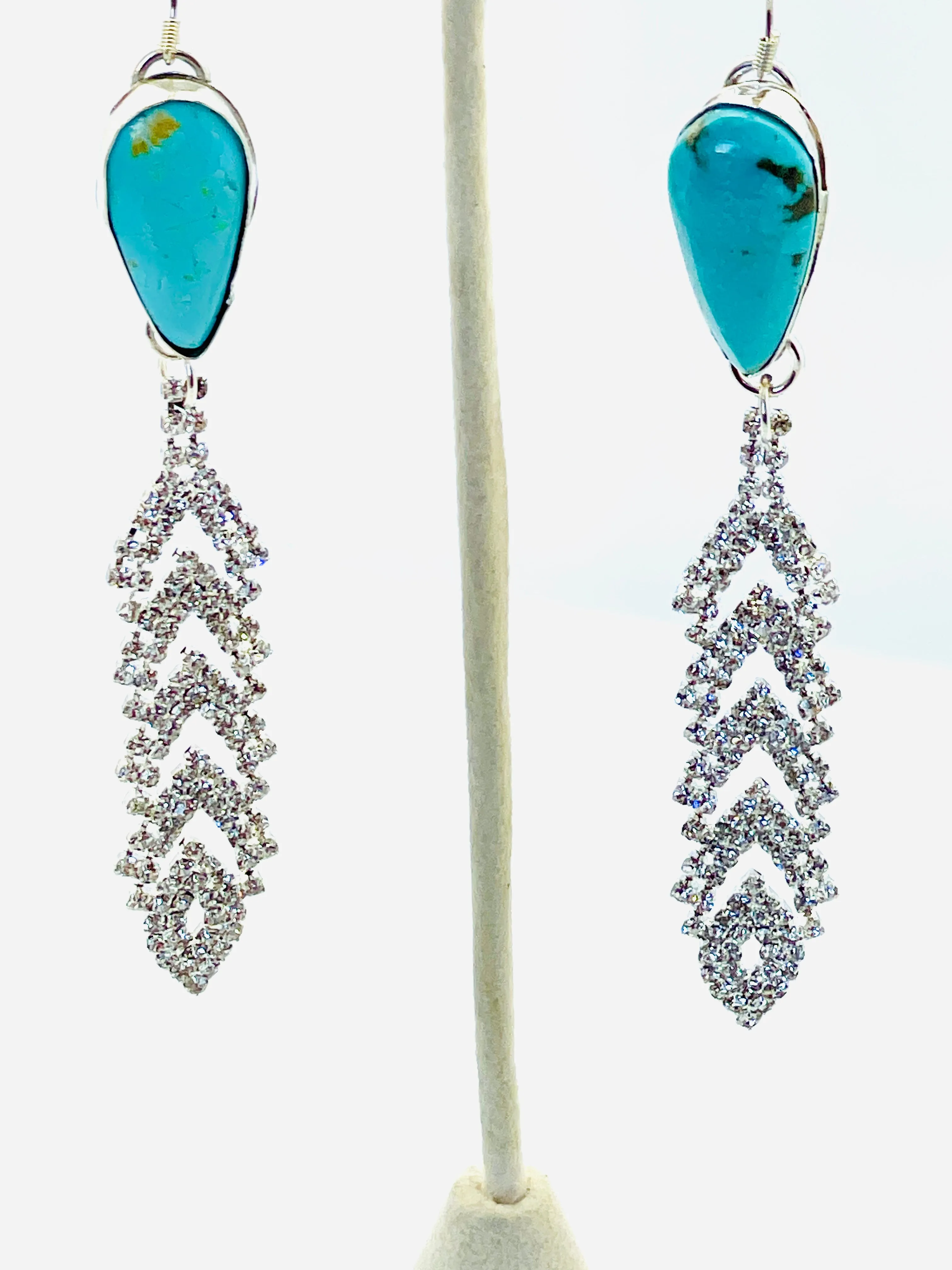 MARX TURQUOISE & RHINESTONE EARRINGS