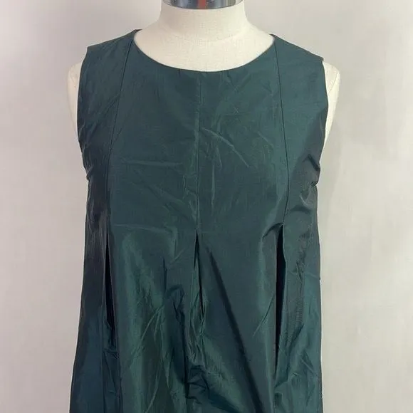 Max Mara Green Satin Bubble Hem Dress