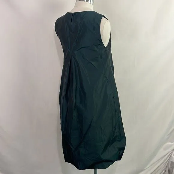 Max Mara Green Satin Bubble Hem Dress