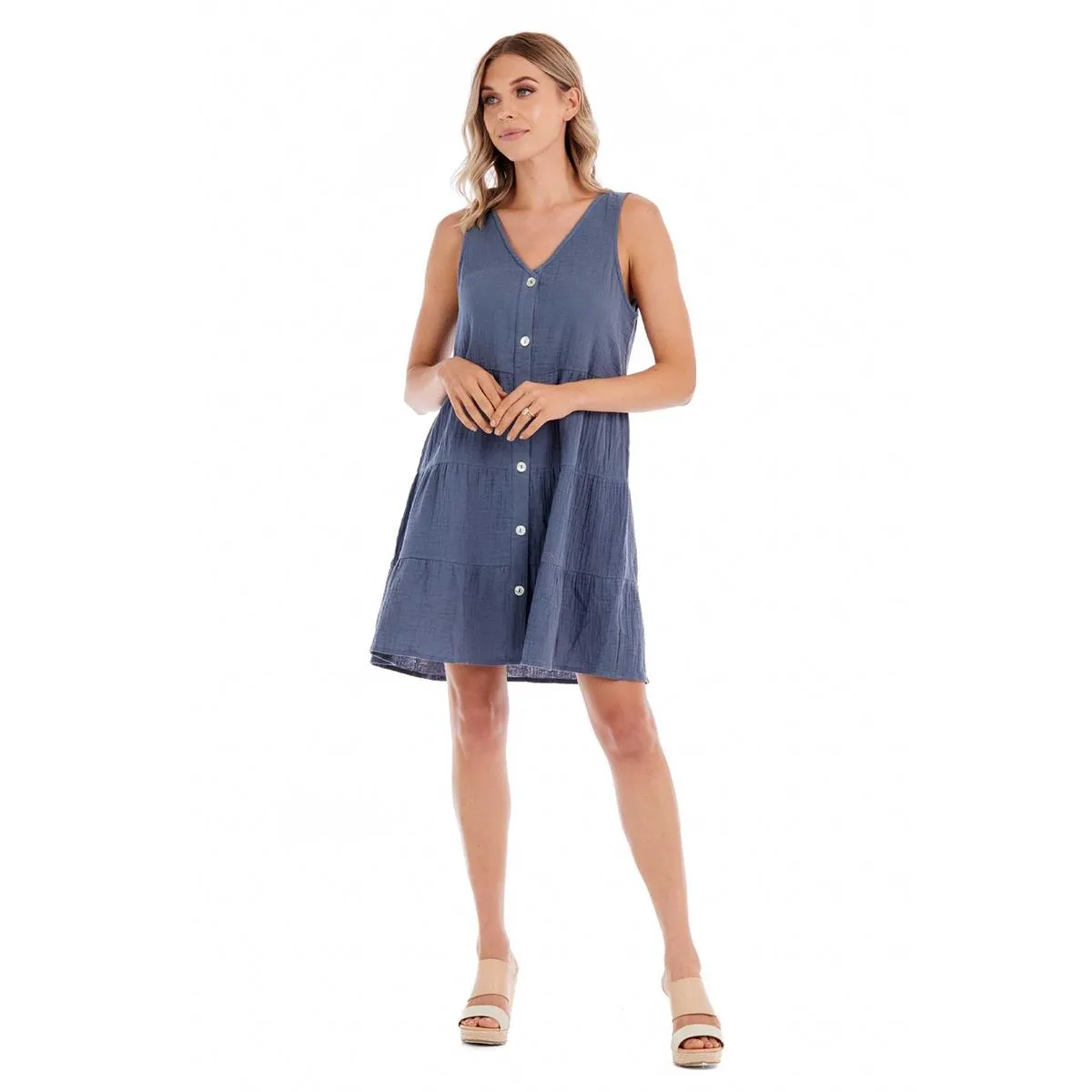 Mindy Tiered Dress Stonewash - Small