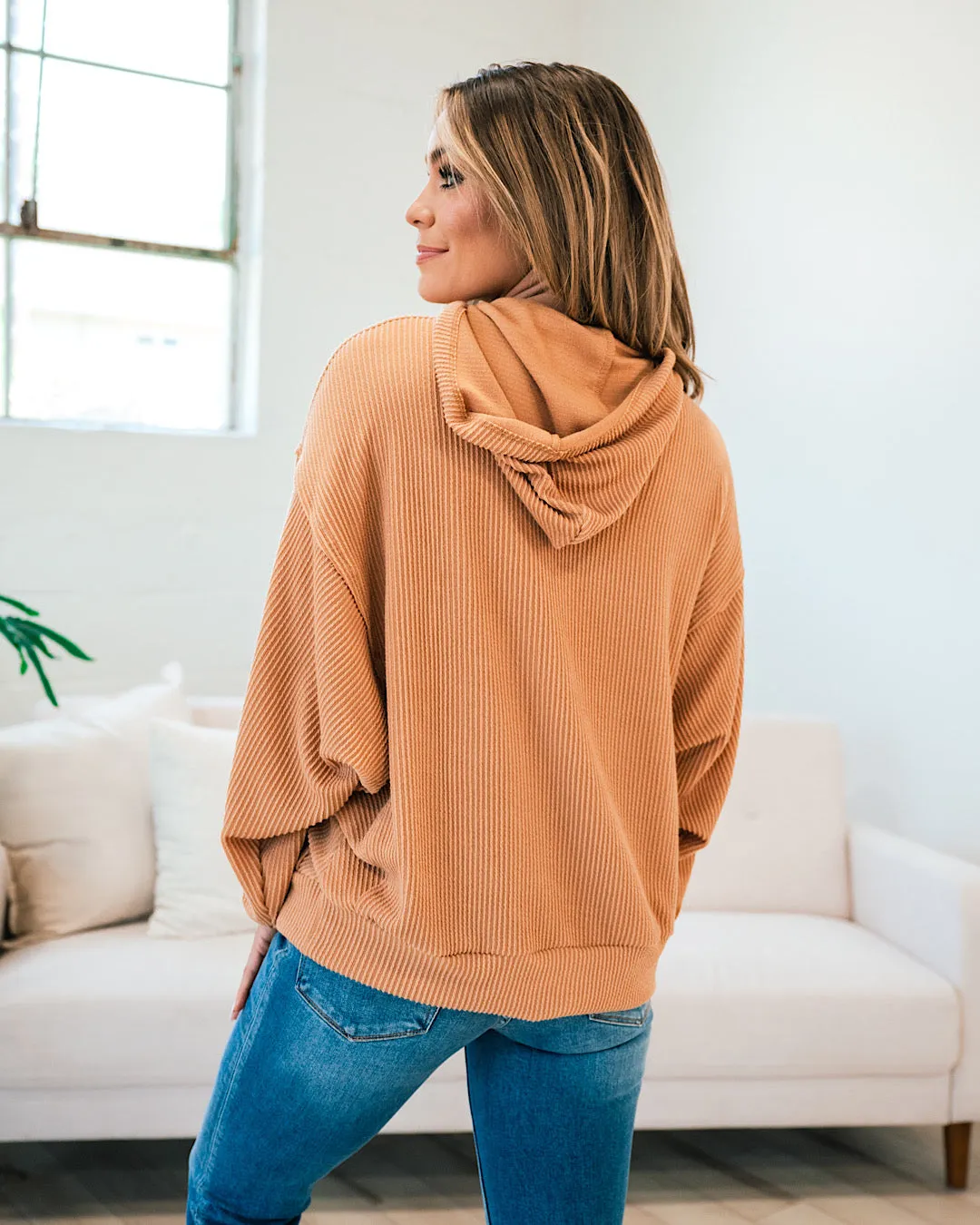 Poppy Corded Hooded Top - Caramel