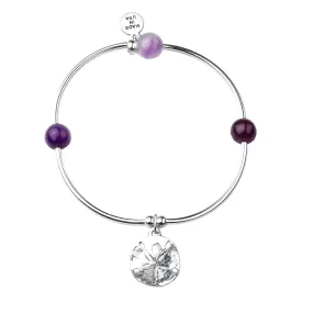 Sand Dollar | Soft Bangle Charm Bracelet | Amethyst